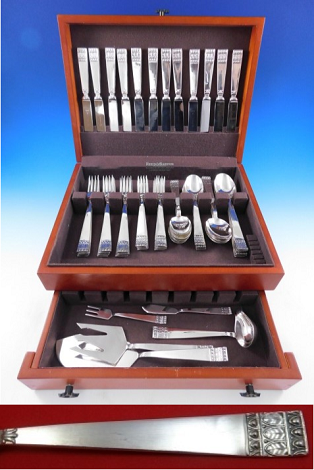 Donatello by Stancampiano Italy Sterling Silver Flatware Set 65 pieces Dinner